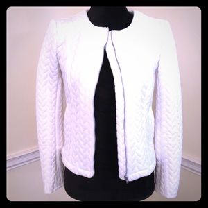 White Chevron Quilted Jacket